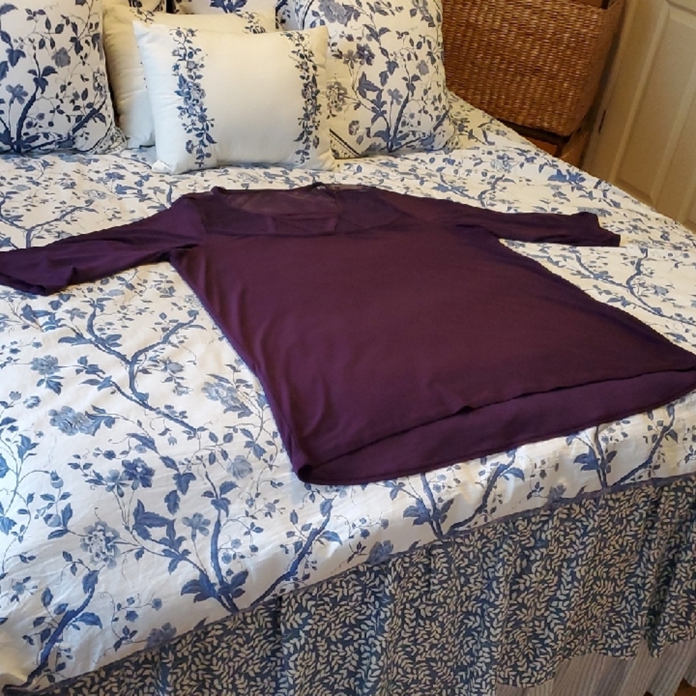 CURATED BY RUA'H KIBRIYA: Purple Tunic, Sheer At Front/Back Neckline EUC